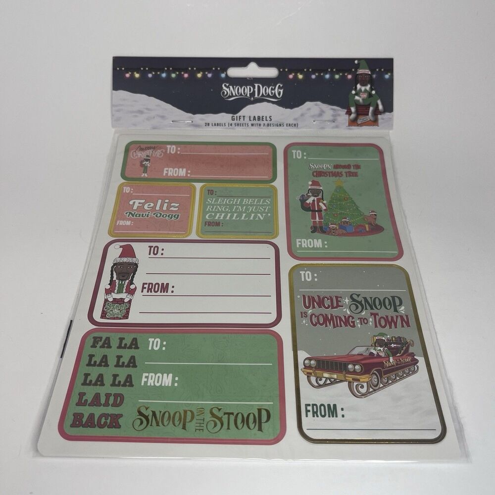Snoop Dogg Gift Labels 7 Designs 28 Labels Christmas - NEW